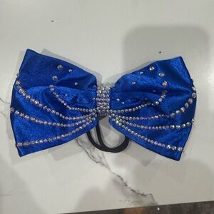 Cheer Bow-Blue Rhinestone Hair Bow